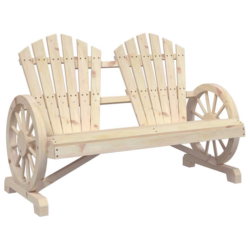 Garden Adirondack Chair Natural Wood Solid Fir Wood 2-Seater