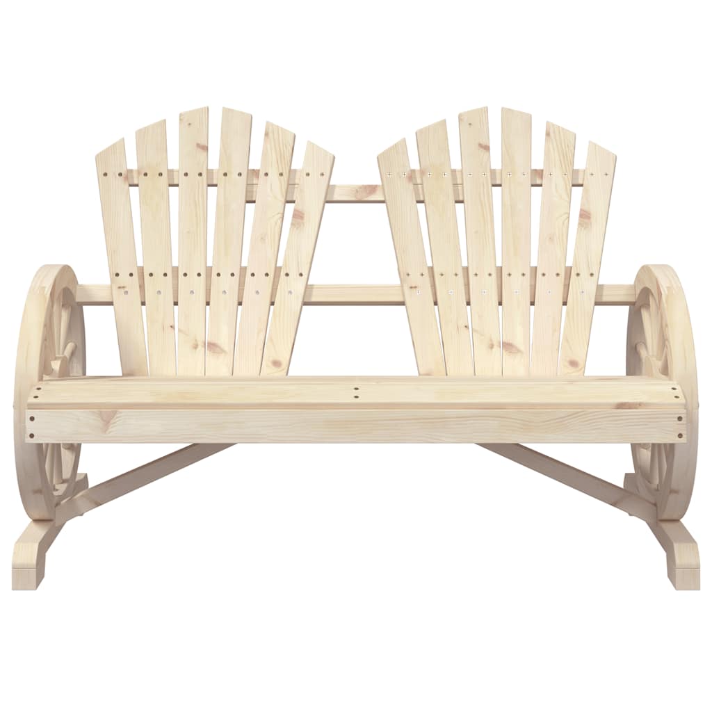 Garden Adirondack Chair Natural Wood Solid Fir Wood 2-Seater