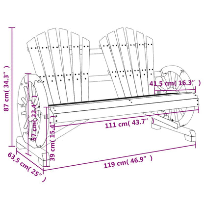 Garden Adirondack Chair Natural Wood Solid Fir Wood 2-Seater