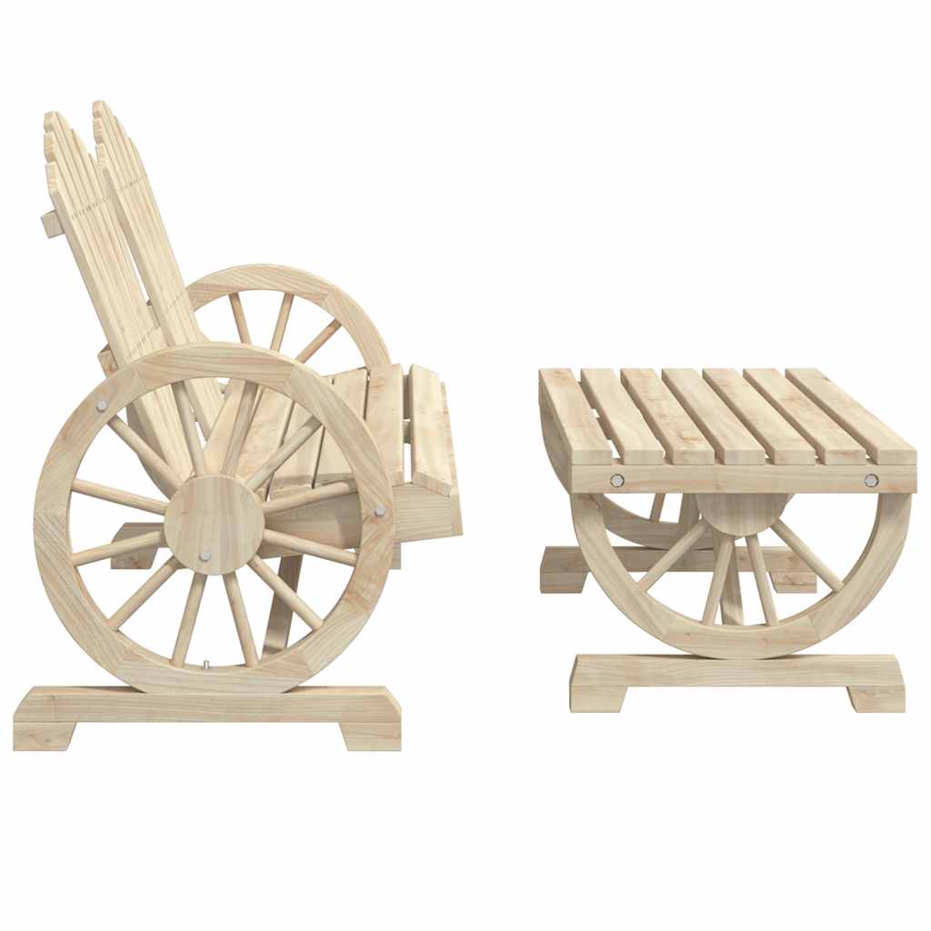 2 Piece Patio Lounge Set Solid Wood Fir