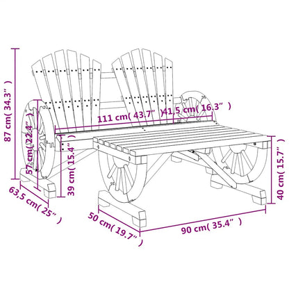 2 Piece Patio Lounge Set Solid Wood Fir