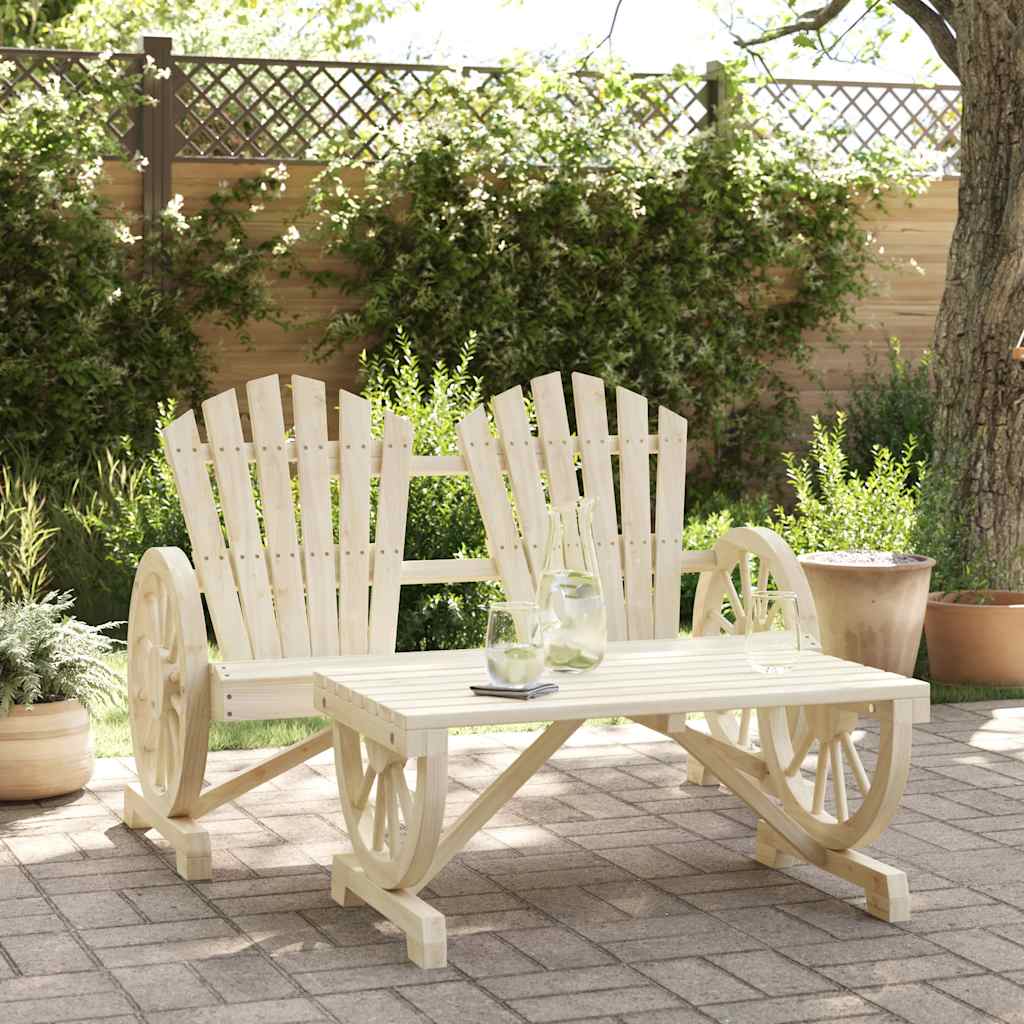 2 Piece Patio Lounge Set Solid Wood Fir