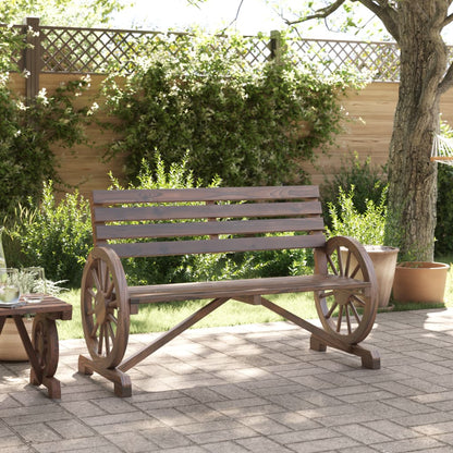 Garden Bench Burnt wood look Solid fir wood 2-seater Durable