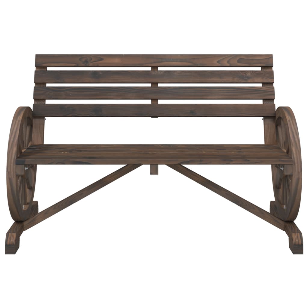 Garden Bench Burnt wood look Solid fir wood 2-seater Durable