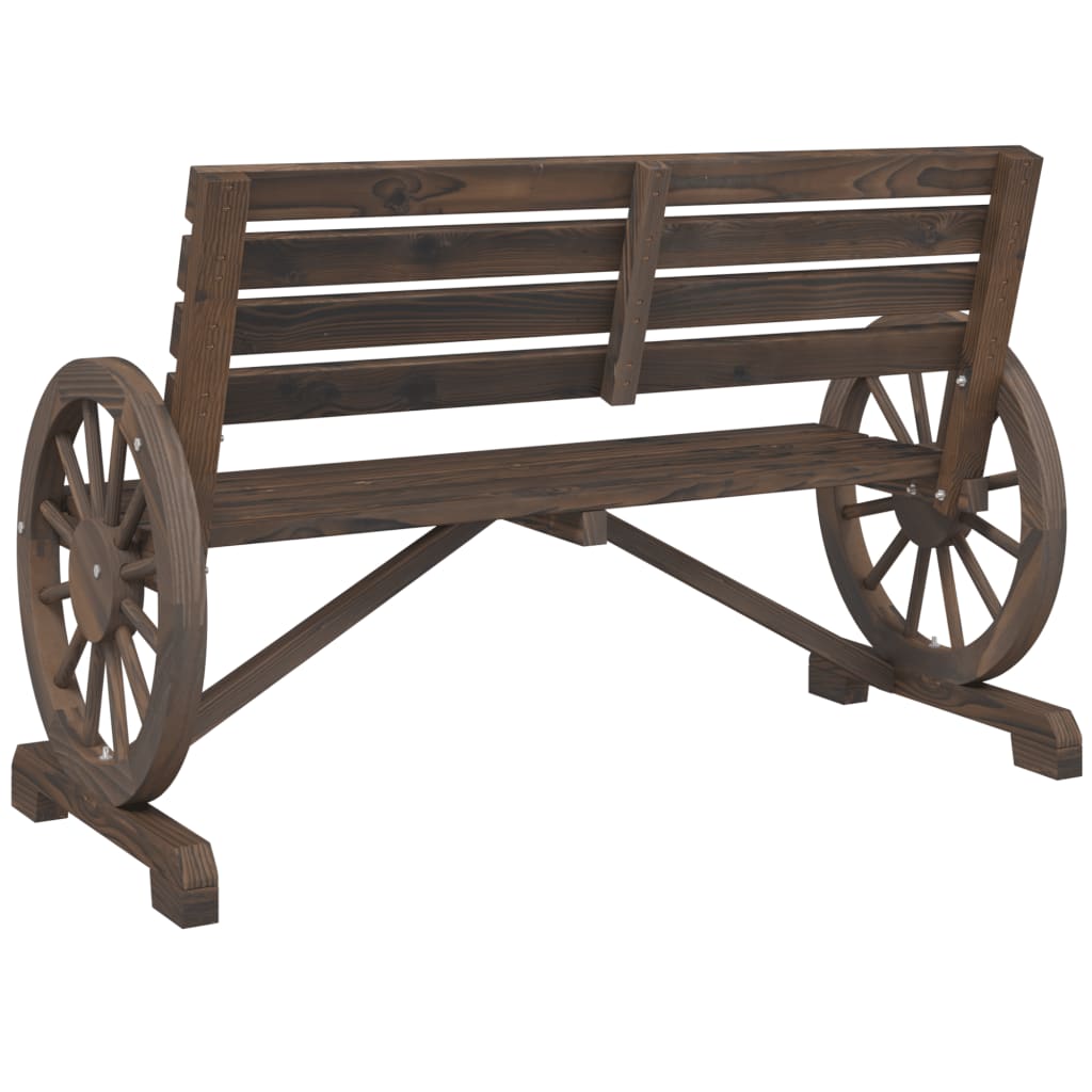 Garden Bench Burnt wood look Solid fir wood 2-seater Durable
