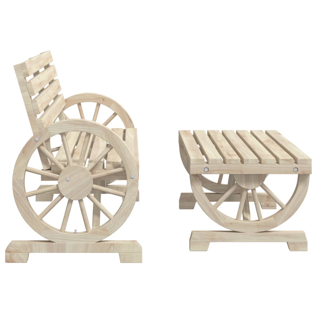 Garden Lounge Set natural wood Solid fir wood Medium Durable