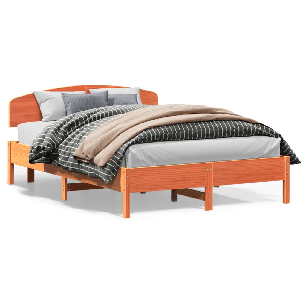 Bed Frame without Mattress Wax Brown 140x200 cm Solid Wood Pine