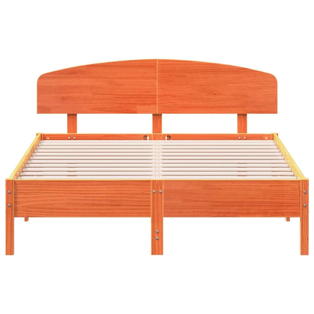 Bed Frame without Mattress Wax Brown 140x200 cm Solid Wood Pine