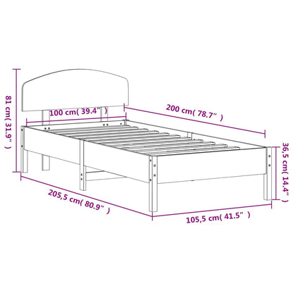 Bed Frame without Mattress Wax Brown 100x200 cm Solid Wood Pine