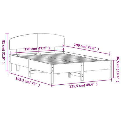 Bed Frame without Mattress Wax Brown 120x190 cm Small Double Solid Wood Pine