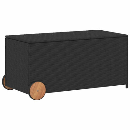 Garden Storage Box Black PE Rattan 42.1 x 21.7 x 20.9 in