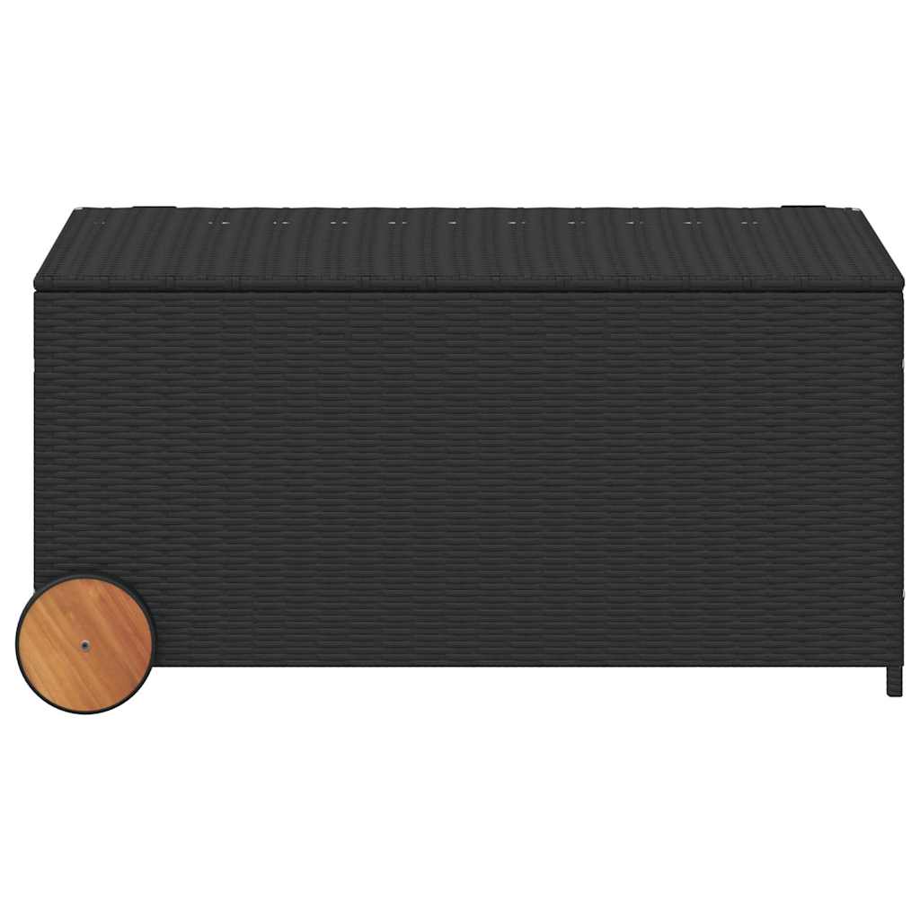 Garden Storage Box Black PE Rattan 42.1 x 21.7 x 20.9 in