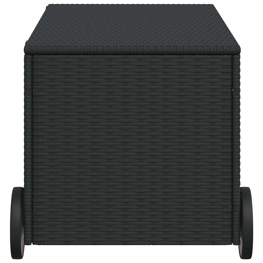 Garden Storage Box Black PE Rattan 42.1 x 21.7 x 20.9 in