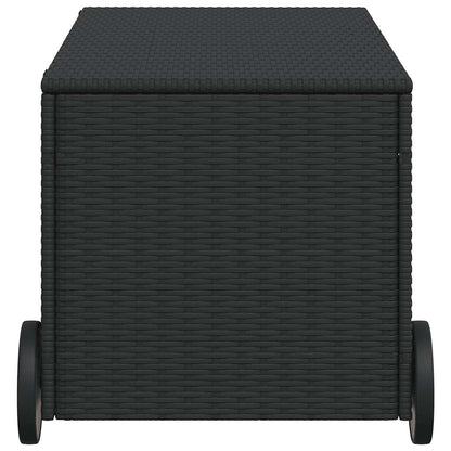 Garden Storage Box Black PE Rattan 42.1 x 21.7 x 20.9 in
