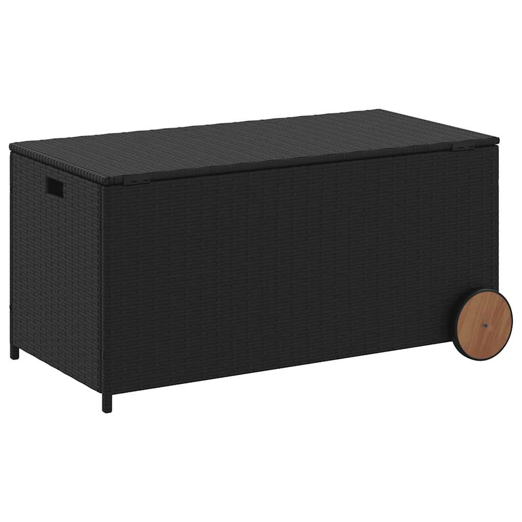 Garden Storage Box Black PE Rattan 42.1 x 21.7 x 20.9 in