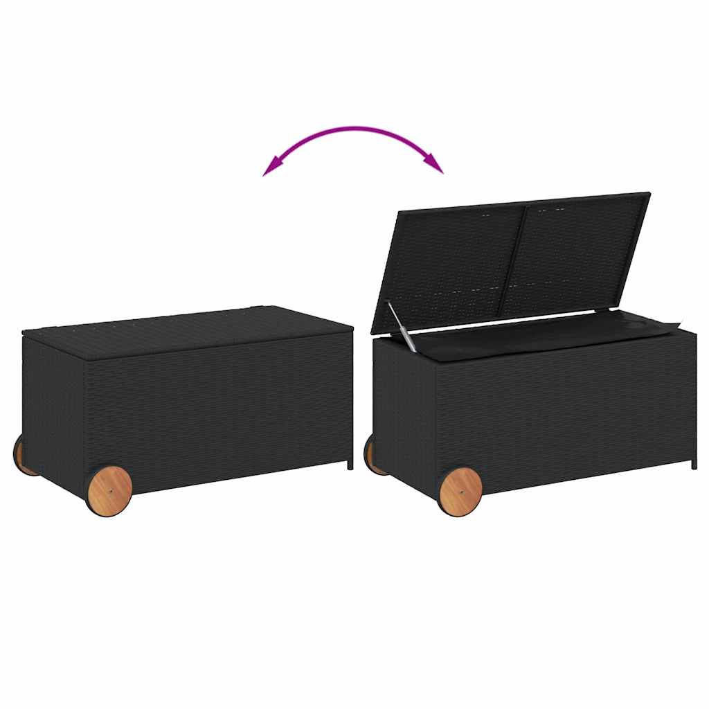 Garden Storage Box Black PE Rattan 42.1 x 21.7 x 20.9 in