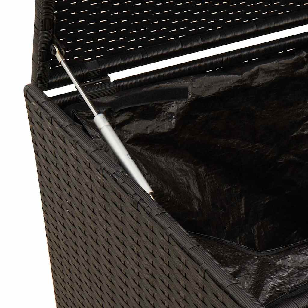 Garden Storage Box Black PE Rattan 42.1 x 21.7 x 20.9 in