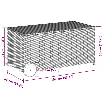 Garden Storage Box Black PE Rattan 42.1 x 21.7 x 20.9 in