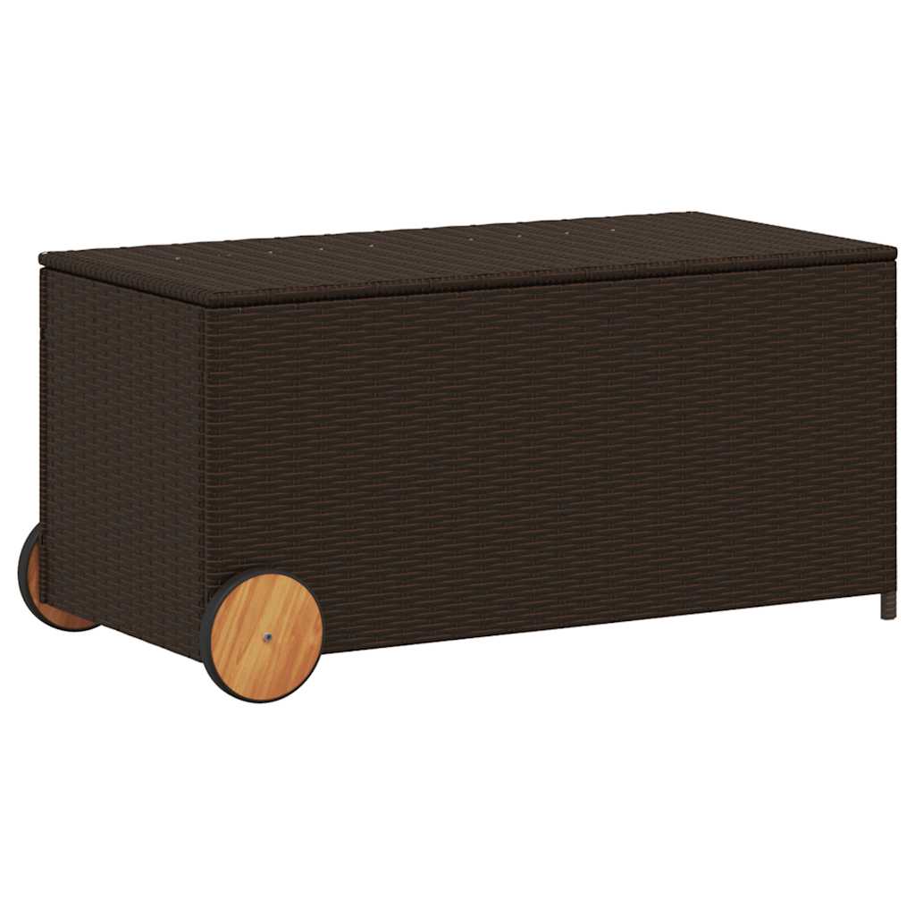 Garden Storage Box Brown PE Rattan Medium Modern