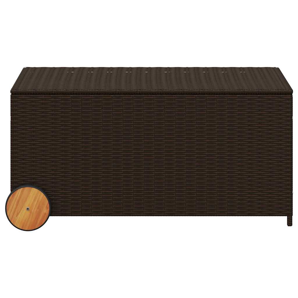 Garden Storage Box Brown PE Rattan Medium Modern