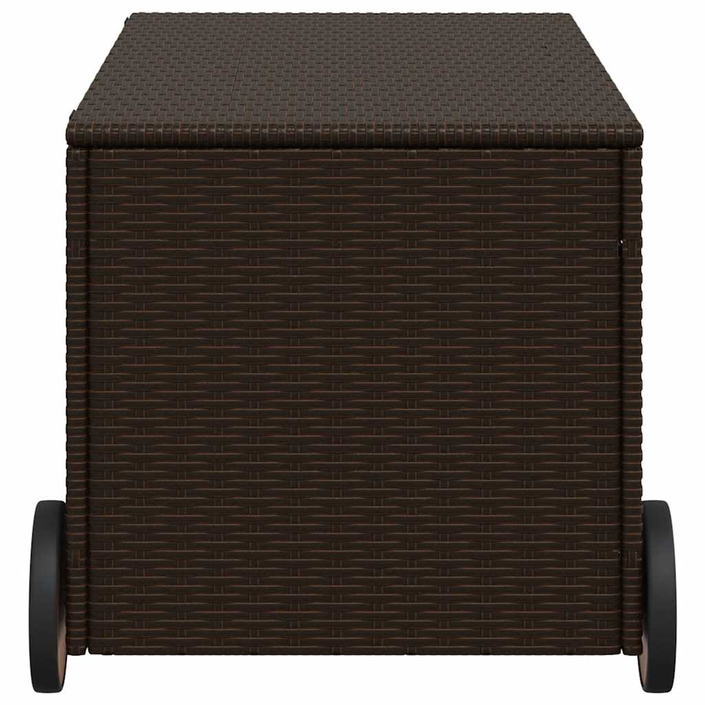 Garden Storage Box Brown PE Rattan Medium Modern