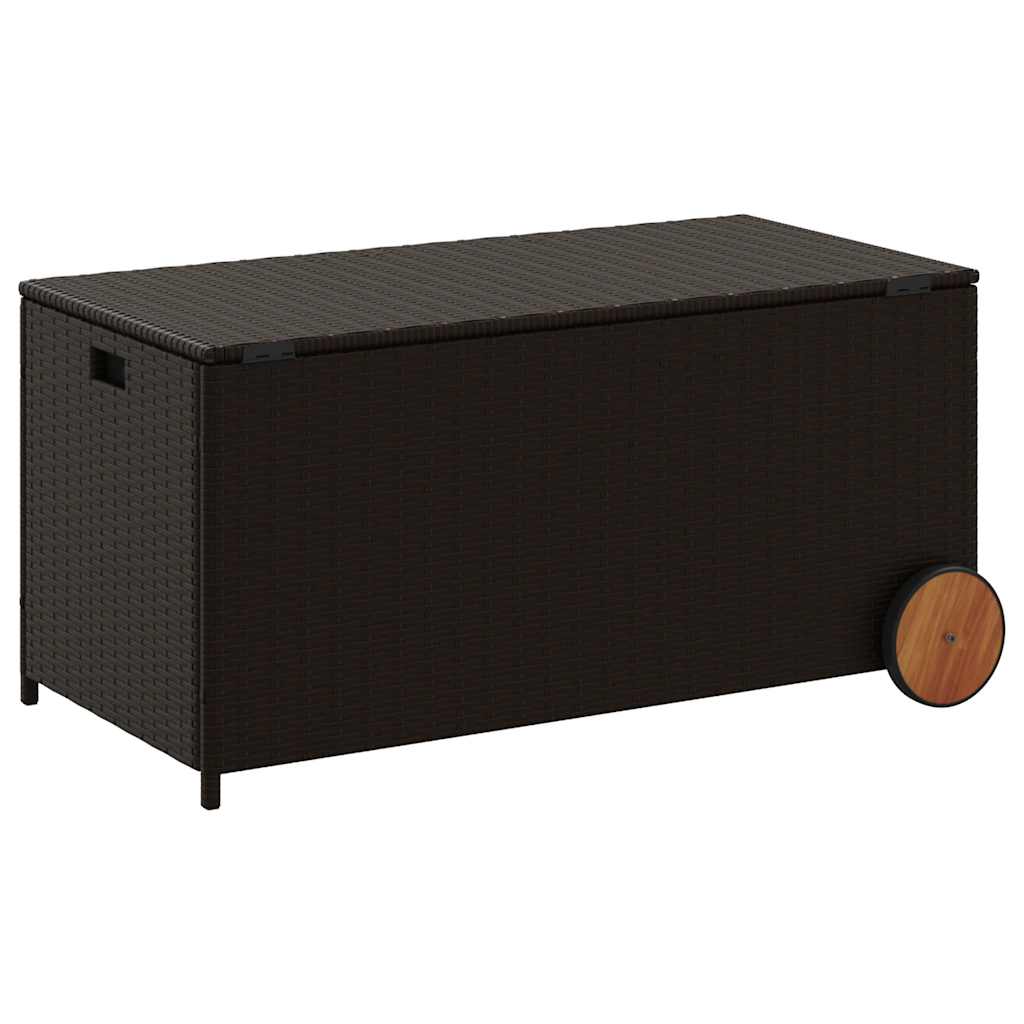 Garden Storage Box Brown PE Rattan Medium Modern