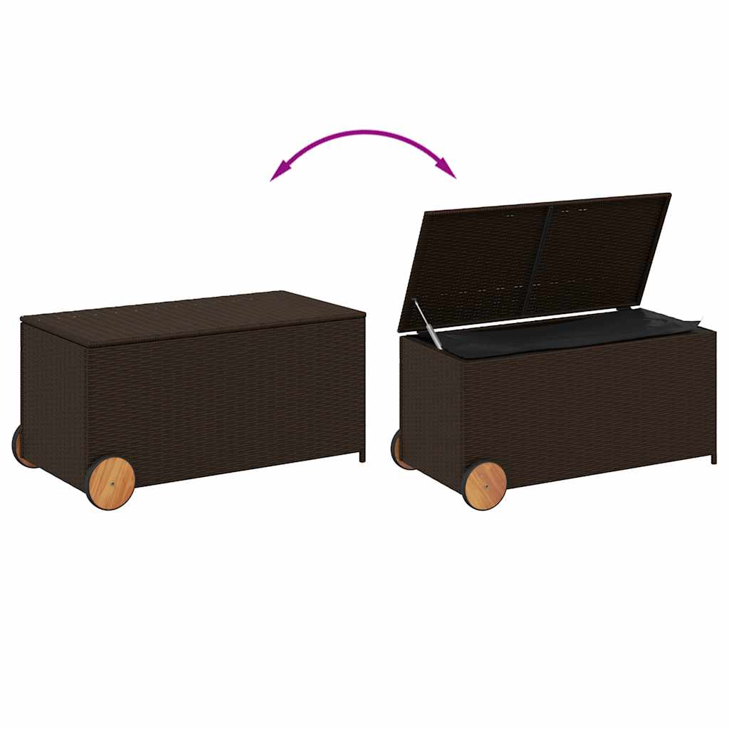 Garden Storage Box Brown PE Rattan Medium Modern