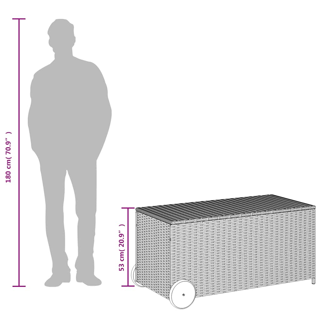 Garden Storage Box Brown PE Rattan Medium Modern