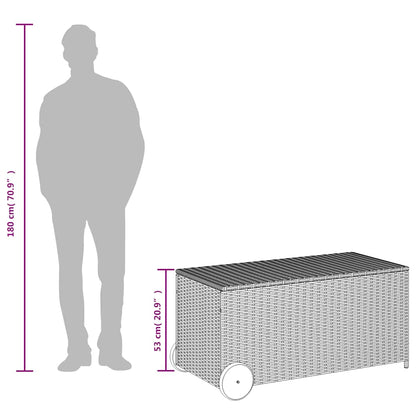 Garden Storage Box Brown PE Rattan Medium Modern