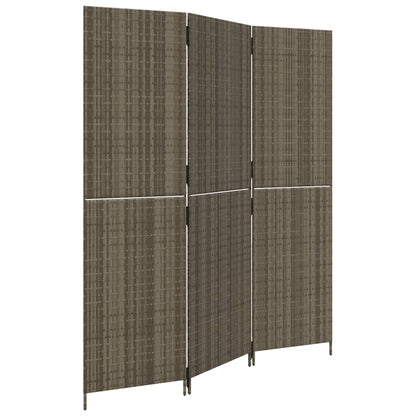 Room Divider 3 Panels Gray Poly Rattan
