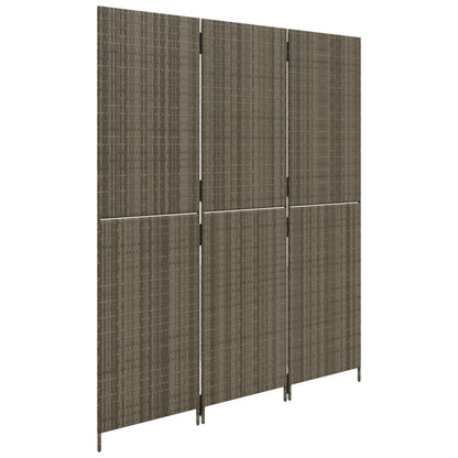 Room Divider 3 Panels Gray Poly Rattan
