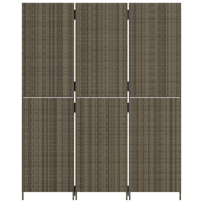 Room Divider 3 Panels Gray Poly Rattan