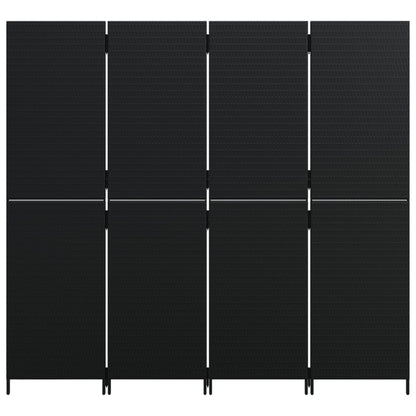 Room Divider 4 Panels Black Poly Rattan