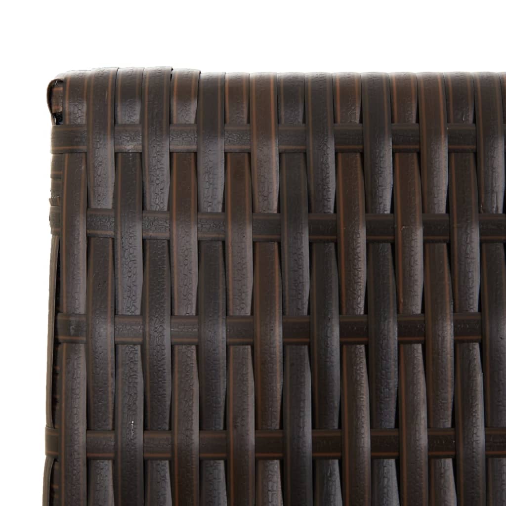 Room Divider 4 Panels Brown Poly Rattan