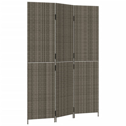 vidaXL Room Divider 3 Panels Gray Poly Rattan