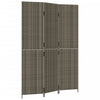 Room Divider 3 Panels Grey Poly Rattan