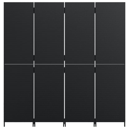 Room Divider 4 Panels Black Poly Rattan