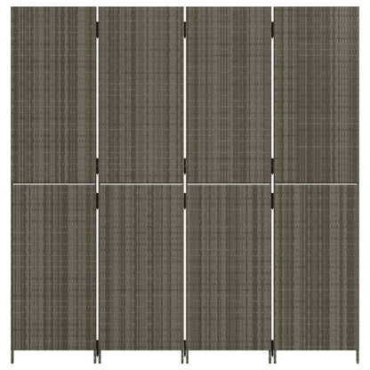 vidaXL Room Divider 4 Panels Gray Poly Rattan