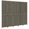 Room Divider 5 Panels Grey Poly Rattan