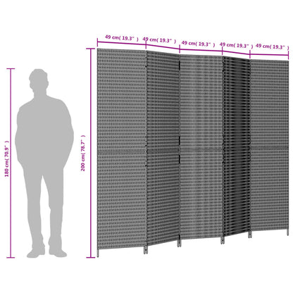 Room Divider 5 Panels Beige Poly Rattan