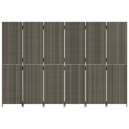 Room Divider 6 Panels Gray Poly Rattan