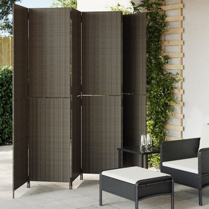 Room Divider 6 Panels Gray Poly Rattan