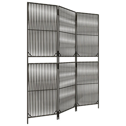 Room Divider 3 Panels Gray Poly Rattan