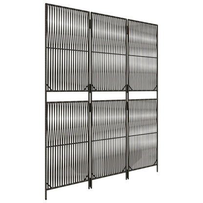Room Divider 3 Panels Gray Poly Rattan