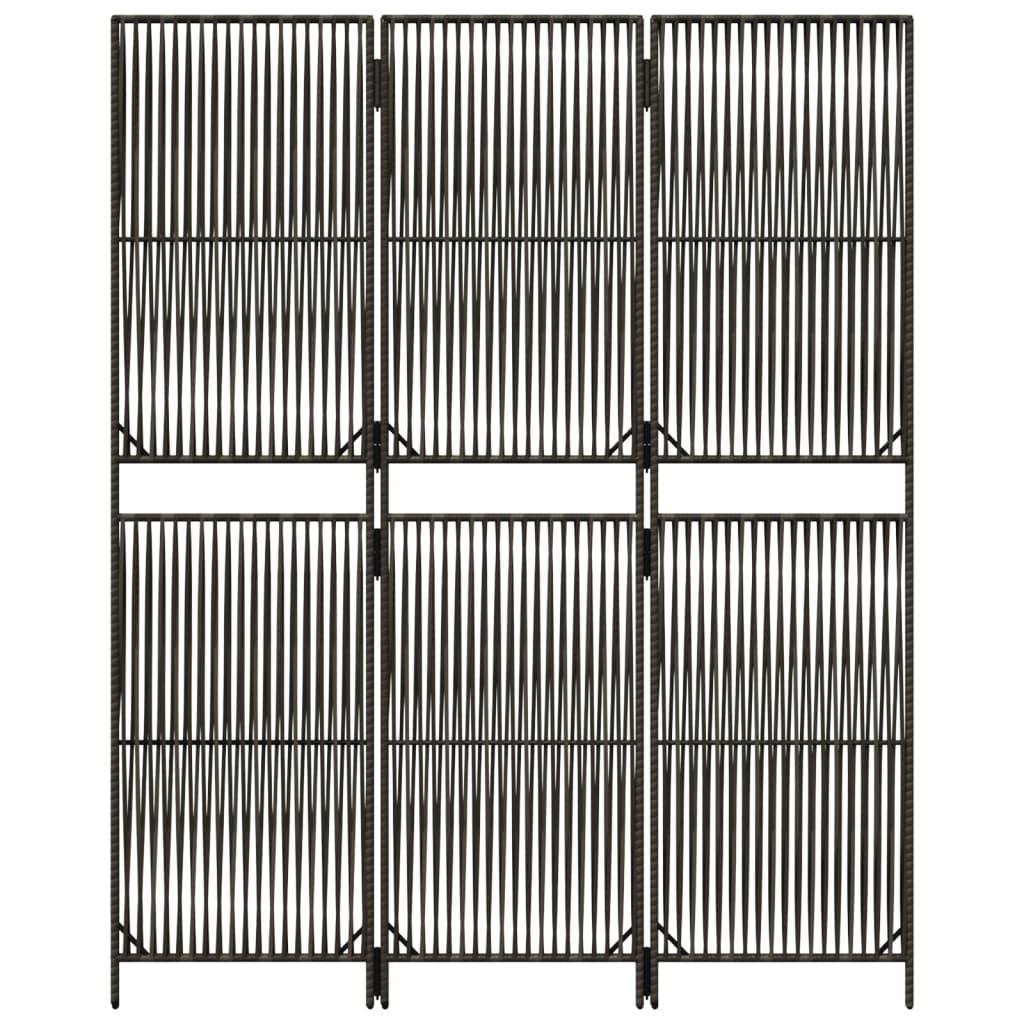 Room Divider 3 Panels Gray Poly Rattan
