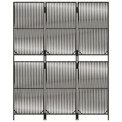 Room Divider 3 Panels Gray Poly Rattan