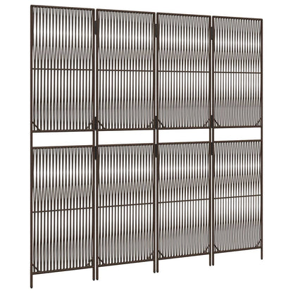 Room Divider 4 Panels Brown Poly Rattan