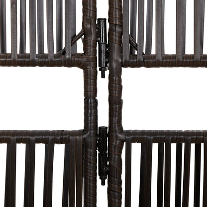 Room Divider 4 Panels Brown Poly Rattan