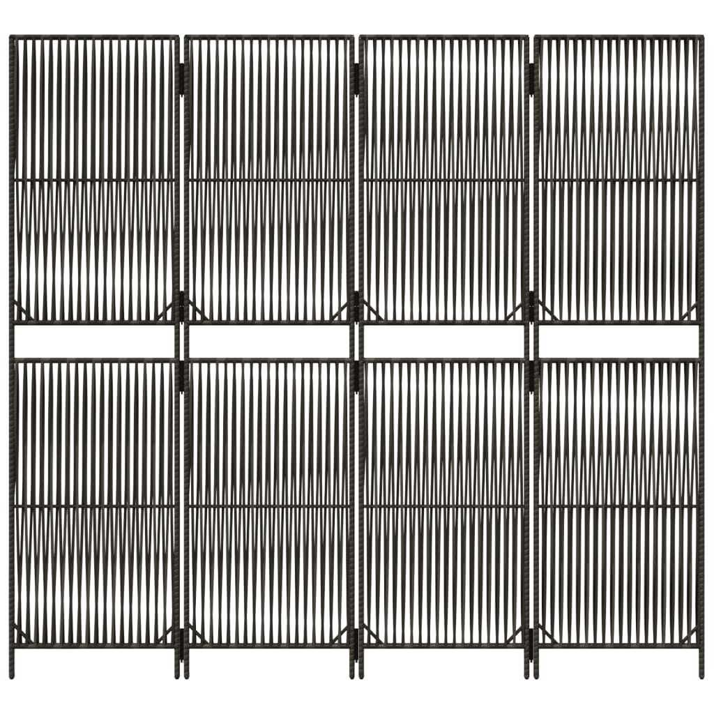 Room Divider 4 Panels Grey Poly Rattan