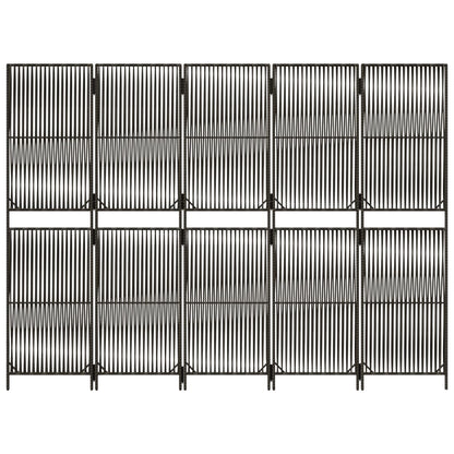 Room Divider 5 Panels Gray Poly Rattan
